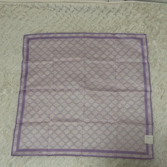 Brand New Celine Pastel Purple handkerchief Scarf size 18x18 inches - Picture 2 of 3